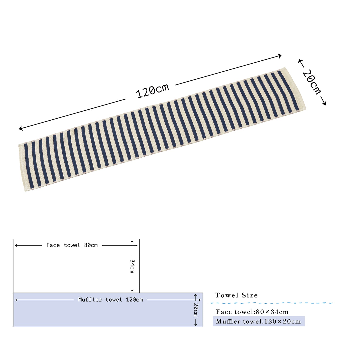 Coordi Hours/ボーダー(絡め織)マフラータオル 2枚 (ギフト用)