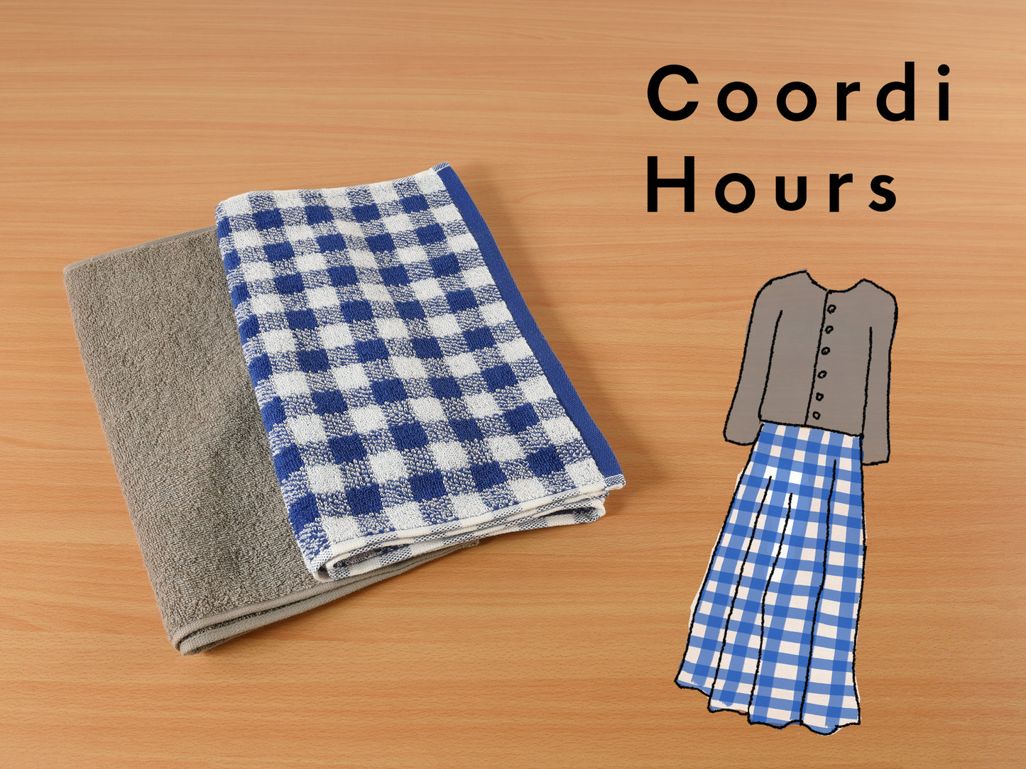 Coordi Hours/ギンガムチェック+カラー フェイスタオル2枚セット